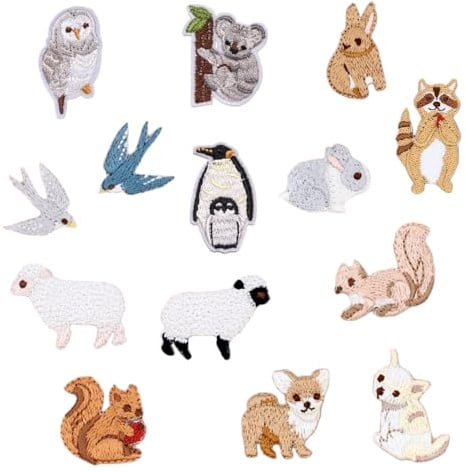 Sctmda Tier Patches Aufbügeln 14 Stück Tier Buegelbilder Patches Tier Bügelflicken Set Bestickte Aufnäher Tier Stoffflicken Flicken zum Aufbügeln Sticker Aufbügeln Gestickte Aufnäher Applikation