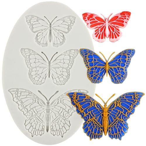 MINFEIDMSButterfly Silicone Moulds Butterfly Fondant Mould Butterfly Chocolate Candy Mould for Sugar Cake Decorating Cupcake Topper Gum Paste Polymer Clay