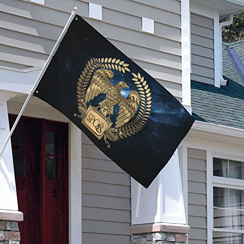 Bandera de águila imperial romana dorada Spqr de 3 x 5 pies, decoración exterior, bandera de jardín