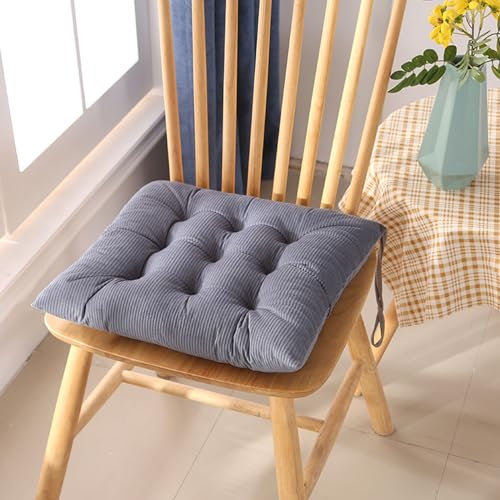 Hixingo 4er Set Stuhlkissen, Sitzkissen Stuhl Bunt Gestreift, Stuhlkissen 40x40, Sitzkissen Bank, Sitzunterlage Outdoor & Innen, Sitzauflagen Chair Cushion für Wohnzimmer Terrassen (40cm,Kohlenstoff)