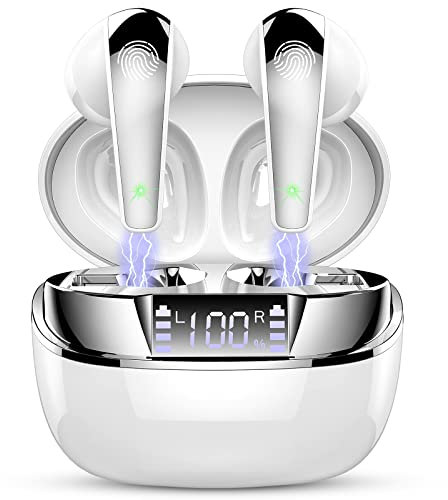 Ordtop Wireless Earbuds, Bluetooth 5.3 Headphones In Ear with HD Dual Mic, Wireless Headphones 35H Wireless Earphones Sport Stereo Bass Noise Cancelling Ear Buds, IP7 Waterproof/USB-C/LED Display