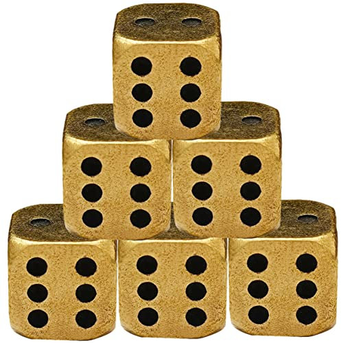 CIYODO 6St Messingwürfel mathespiele spielwürfel spielewürfel Zubehör für Würfelspiele große Zahlenwürfel Rollenspiel Würfel 6-seitiger Würfel Golddekor Würfel-Dekor Würfel-Stütze