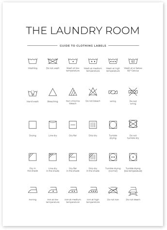 The Laundry Room - Waschsymbole (englisch) Poster von Typobox 50 x 70 cm Schwarz-Weiß Wandbilder Wanddeko