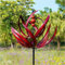 Metall Windrad für Garten,3D Lotus Windspiel Windmühle Wetterfest Und Standfest Garten Wind Spinner Metall Windräder Mit Besten Kugellagern, Höhe 90 cm (Rot)