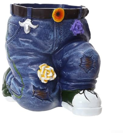 Feegow Kreativer Blumentopf für Jeans und Hosen, Kunstharz, für Garten, Retro-Jeans-Form, Pflanzenbehälter, Ornamente, für drinnen und draußen, für Zuhause, Hof (#2)