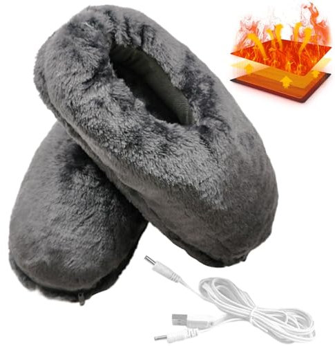 Uoqpty Calentador de pies con calefacción eléctrica,Zapatillas con calefacción eléctrica | Zapatilla calentadora de pies eléctrica | Zapatos Calentadores eléctricos de Felpa, Almohadilla térmica para