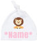 Personalisierte Babymütze mit Knoten zum Zubinden - Weiche Neugeborenenmütze für Babys & Kleinkinder Löwe M Beanie Mütze Grau