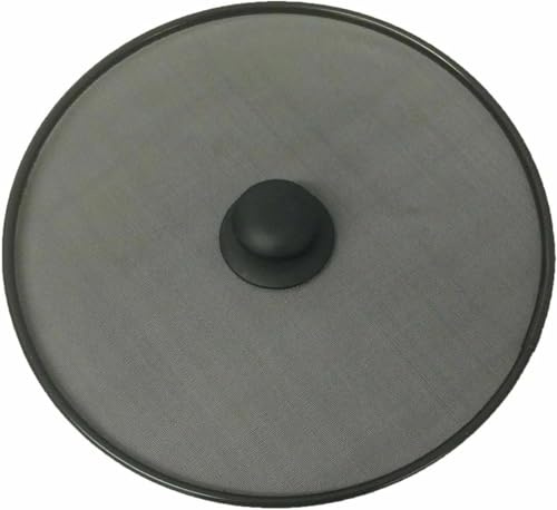 GSV Essentials Kitchen Frying Pan Screen Cover with Knob Protector Lid, Oil Splatter Guard, Cooking Splash Screen, Black (33 CM)