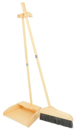 ROMISBABA Escoba y Recogedor para Limpieza Doméstica con Mango Ergonómico De Madera Resistente Cepillo De Pelo Suave para Polvo Habitaciones para Hogar y Dormitorio