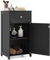 COSTWAY Badezimmerschrank, Badschrank schmal mit Schublade & Tür, Badkommode aus Holz mit verstellbaren Regal, Aufbewahrungsschrank modern für Badezimmer, Wohnzimmer, Küche, 43 x 34 x 77 cm (Schwarz)