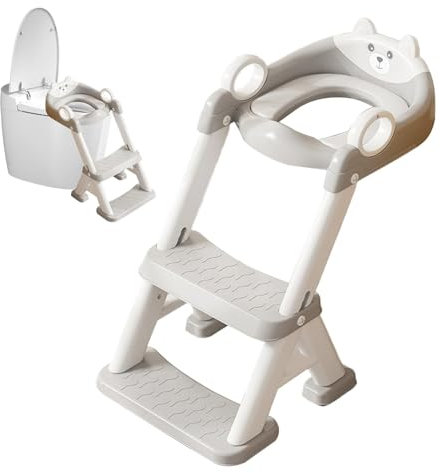 Sedile regolabile a scaletta per vasino con gradini, sedile per bambini con gradini, manico e morbido design con, antiscivolo, pieghevole e facile da montare, paraspruzzi