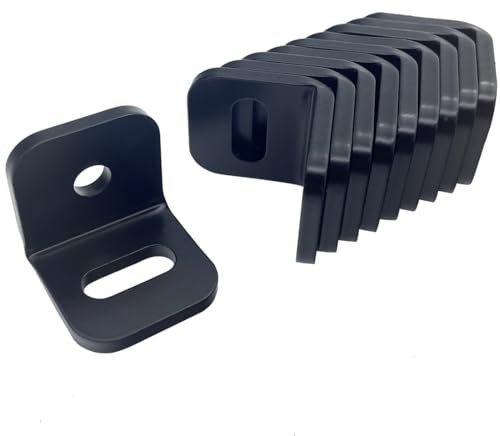 10 PCS 1-1/2 Adjustable Black Rafter Clips Brackets,Angle Iron with Holes L Brackets Heavy Duty for Wooden Battens Timber Beam Ceiling Joist, Max Load 420lbs,3/16 Thickness(Style A)
