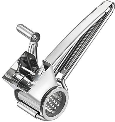 KICHOUSE Edelstahl Kurbelreibe Handkurbel Käse Reibe Lebensmittelecht Rostfrei Küchenhelfer Für Hartkäse Und Gemüse Mit Drehfunktion