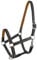 Brama West Halfter Pferd Ruby | 2-Fach verstellbar mit Ledereinsätzen | Weidehalfter Stallhalfter (Orange, MiniShetty)