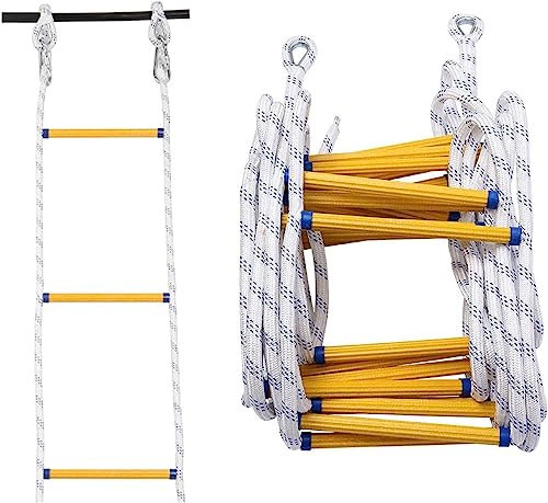 OYYMTE Harz-Strickleiter, Feuertraining, Rettung, isolierte Lebensleiter, kompakte und weiche Strickleiter, verwendet for Fensterbänke(20m)