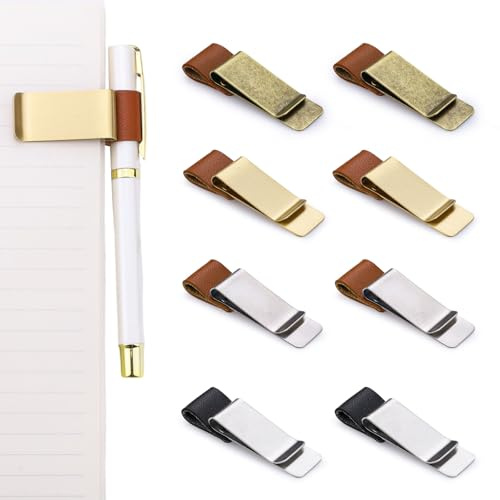 Diakey Lot de 8 porte-stylos en cuir synthétique pour ordinateur portable, porte-stylo en métal pour journal, livre, planificateur