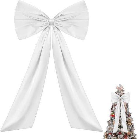 Hengrongshen Große Satinschleife, 58x 100 cm Geschenk Groß Schleifen, Weihnachtsdekoration, Satinschleife groß für Partydeko, Wanddeko, Hochzeit, Weihnachten (Weiß)
