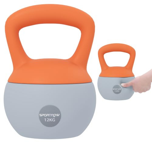 SPORTNOW 4/6/8/10/12 kg Pesa Rusa Soft Kettlebell Mango Antideslizante | Relleno de Arena Metálica, para Entrenamiento Culturismo en Casa, Gimnasio