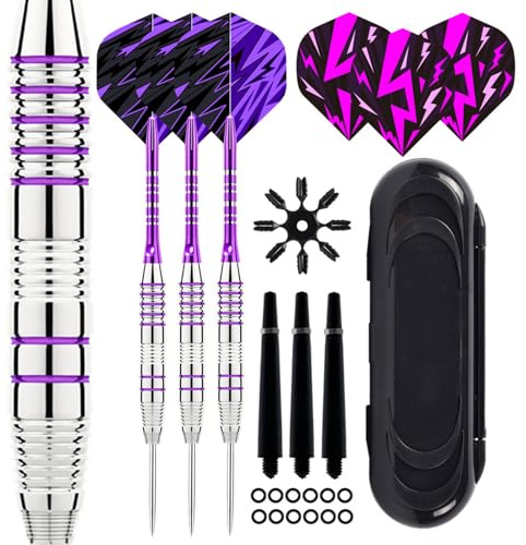 Nexoria Dartpfeile mit Metallspitze, 3 Stück Darts Pfeile Set Steeldarts mit 20g Profi Softdarts Dartpfeil Kunststoff Dartspitzen Aluminium Schaft Extra Dart-Flüge (C)