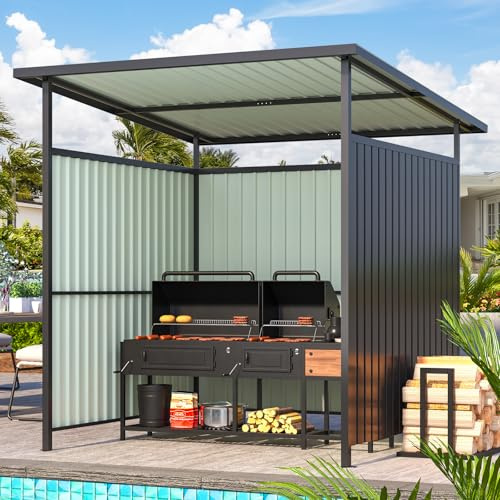 UNIONLINE Pavillon 2x2m, Grillpavillon und Pergolen, anlehnbare Gartenpavillon Metall BBQ-Gazebo für Außengrill, Metallüberdachungen Fahrradschuppen für Terrasse und Terrassendecks
