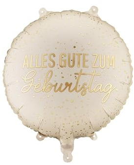 Folienballon - Alles Gute zum Geburtstag Rund 35x35cm - Luftballon für Helium oder Luft - Kunststoffballon für Geburtstage Birthdaypartys Geburtstagsfeier - Ballon für Feste - Creme Gold - 1 Stück