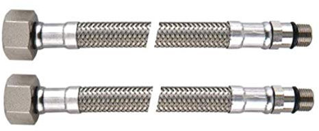 BENE Edelstahl Panzerschlauch, Flexschlauch, Armaturenanschluss, 3/8 ÜM X M10x1 AG, Länge 500mm, DN8, für Trinkwasser mit DVGW Zulassung, 2-er Set (500mm) Benefit GmbH