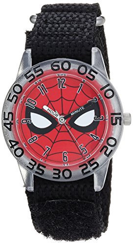 Marvel Orologio analogico al quarzo da ragazzo con cinturino in nylon WMA000187, Trasparente, Orologio Spider-Man Nylon