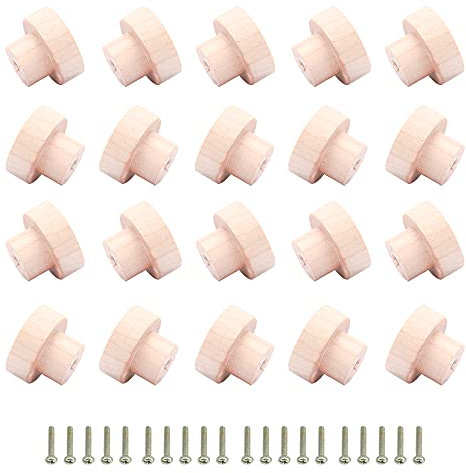 BQLZR Home Accessory 35 x 25 mm Holzfarbe Holz Hardware Runde Knäufe und Züge für Schrank, Schublade, Schuhkasten, Schranktür, 20 Stück