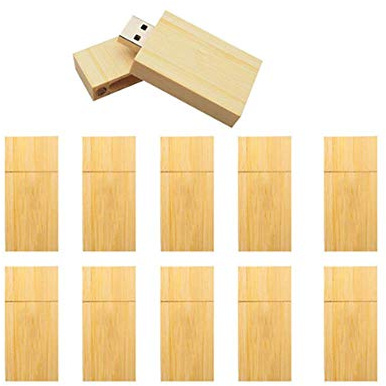 Anloter 10 unidades de memoria flash USB de madera de bambú USB 2.0 de alta velocidad (8 GB)