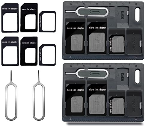 CKANDAY 2 Piezas Soportes de Tarjeta SIM con Clavijas de Apertura de Bandeja, Juego de Herramientas de Almacenamiento para Conector Nano Micro-SD estándar, 3 adaptadores y 1 Clavijas de expulsión