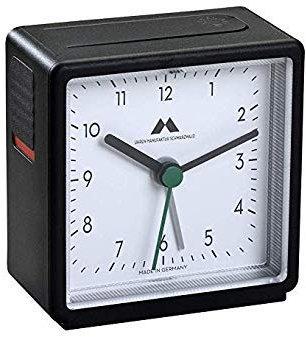 Wecker – Schwarzwälder Fertigung – Made in Germany – U.T.S.-Quarzwerk – Einfache Bedienung – Gehäuse: Silber – C337307