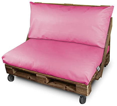 Happers Coussin Imperméable et Déhoussable pour Palette en Similicuir Rose 120x60x20