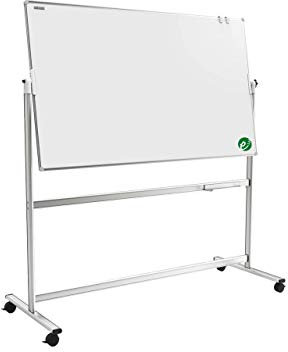 ALLboards Mobiles Whiteboard Emaillierte Oberfläche 150x100cm Magnettafel, Fahrbare Drehtafel, Beidseitig, Magnetisch, Trocken Abwischbar