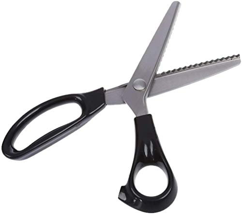 Yrlehoo Zackenschere Stoffschere Zick Zack Schere für Hobbyschneider Edelstahl Stoffe Schneiderschere Profi Papierschere Bastelschere, schwarz