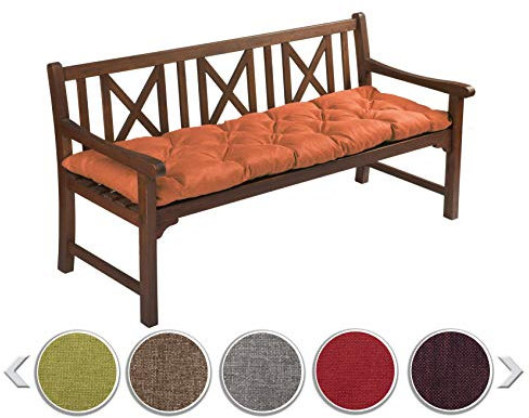 sunnypillow Bankauflage Outdoor - Bankkissen für Bank 120 x 60 cm - Sitzkissen für Hollywoodschaukel - Polsterauflage, Auflage für Gartenbank - Gartenkissen, Stuhlkissen für Gartenmöbel Orange