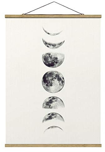 Stoffbild mit Posterleisten - Sieben Monde - Hochformat 4:3 46.5 x 35cm Eiche