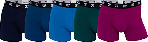 CR7 Cristiano Ronaldo Boxers de Algodón para Hombre, Paquete de 5, Azul, Verde, Morado, S