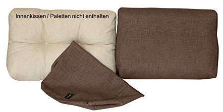 LILENO HOME Palettenkissen Bezug Taupe - Ersatzbezug für Rückenkissen/Seitenkissen 60 x 40 x 16-20 cm - Polster Bezug für Europaletten - Palettenkissen Outdoor Hülle für Palettenmöbel