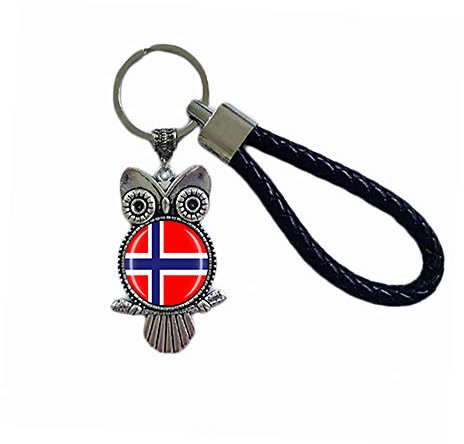 Norwegen Flagge Eule Form Glas Kristall Schlüsselanhänger Souvenir Dekoration Männer Frauen Anhänger Zubehör Geschenk, Norwegen