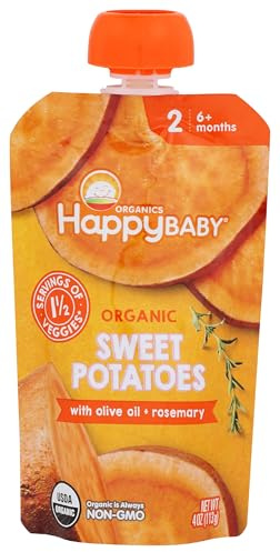 Happy Baby Organic Sweet Potatoes with Olive Oil & Rosemary Baby Food, 4 OZ