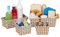 Relaxdays Aufbewahrungskorb 4er Set, Körbchen in 3 Größen, geflochten, Korb Badezimmer, Dekokorb Kunststoff, weiß-braun, 10021783_686