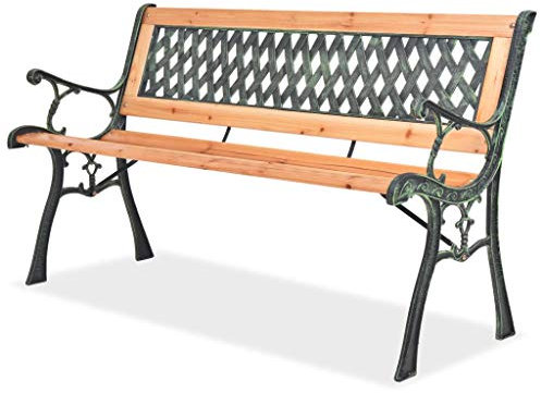 Ksodgun Gartenbank Ruhebank mit Rückenlehnen Friesenbank Hochlehner Gartenstuhl für Balkon, Garten, Terrasse 122 cm Holz Stil 2