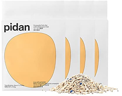 pidan Katzenstreu, klumpendes Tofu-Katzenstreu mit Bentonit, staubfrei, parfümfrei, ausgewählte Qualität, 5-fache Wasseraufnahme (4 Beutel)