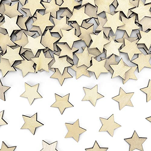PartyDeco Tischdeko 50 Mini Holzsterne aus Holz Streudeko 2 x 2 cm zum Bemalen (Sterne)