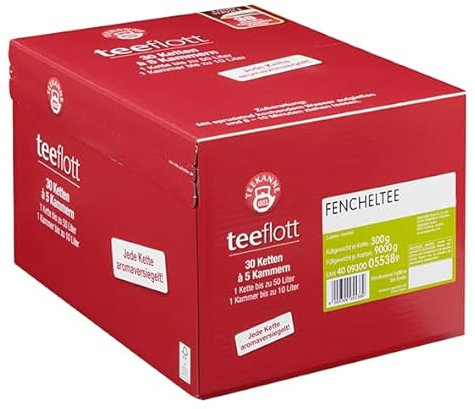 Teekanne teeflott Großfilterketten (Fenchel) | 30 Ketten x 5 Kammern (150 x 10 Liter) | Tee für Event & Gastronomie | Große Teebeutel