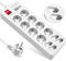 Regletas Enchufes 12 Tomas USB C, Regleta 12 Enchufes Proteccion Sobretension hasta 1700 Julios, 4 USB Regleta Alargador con Interruptores Enchufe Multiple Protección Infantil 1.5m Cable, Blanco