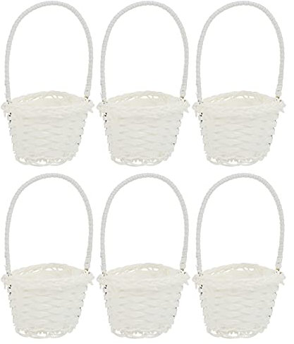 BESTonZON Hochzeit Blumenkorb Blumenmädchen Korb Streukorb 6 Stücke Einkaufskorb Weidenkorb mit henkel Picknickkorb Henkelkorb Aufbewahrungskorb Blumenkinder Geschenkkorb für Hochzeit Party Deko