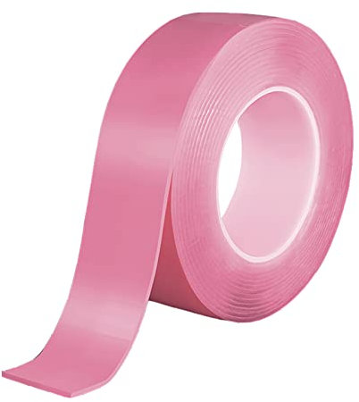 ADSFG Nano Doppelseitiges Klebeband Extra Stark 3 Meter X 3cm X 2mm Dick Multifunktionales Klebeband Ablösbar Spurlos Waschbares Wiederverwendbares Nano Tape,Rosa