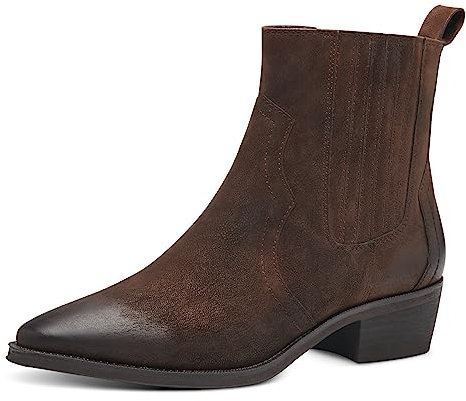 MARCO TOZZI Damen Stiefeletten Spitz mit Absatz aus Kunstleder, Braun (Cafe), 39