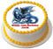 DRAGON BLUE Premium Quality Edible Large 7.5 Inch Round Icing Cake Topper - Text can be Customizable - Make your Celebrations Memorable with Our Delightful Charming Cake Toppers DRAGONS D1